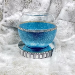 Blue Glitter Vase